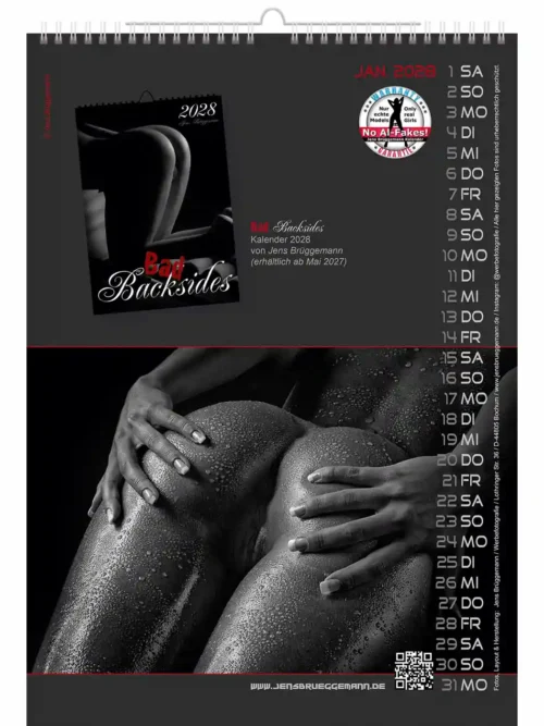 Erotic A3 Calendars  Bad Backside 2027 + free 2026 calendar + CutePinups 2027 2028