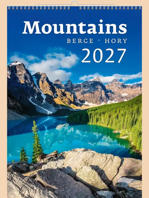 Mountains 2027 wall calendar A3+, front cover: Moraine Lake and the Valley of the Ten Peaks, Canada