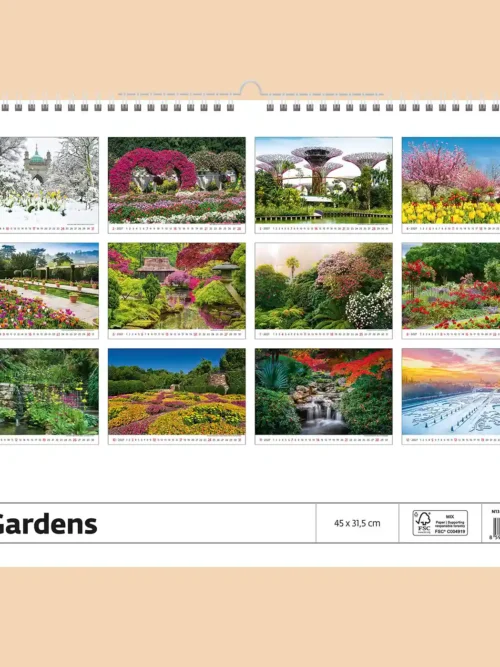 Gardens 2027 wall calendar, back cover showing all twelve monthly photos