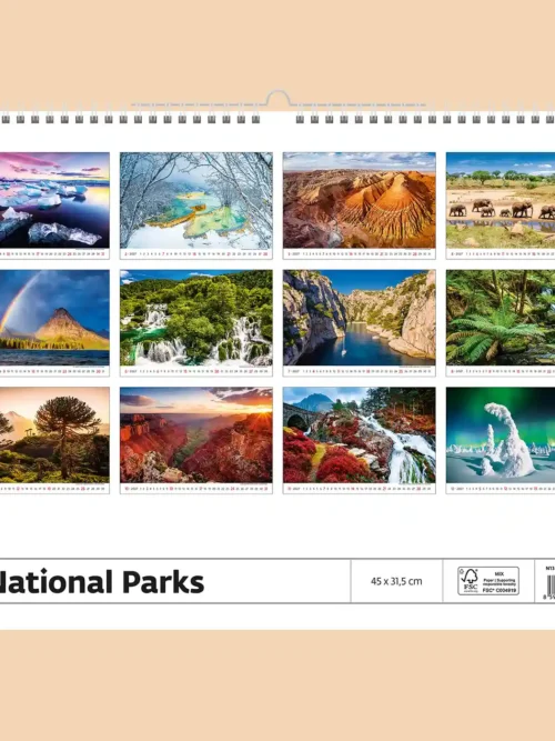 National Parks 2027 wall calendar, back cover showing all twelve monthly photos