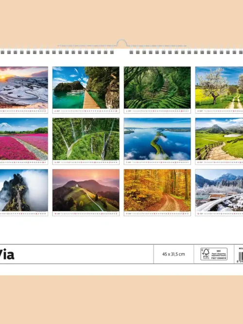 Via 2027 wall calendar, back cover showing all twelve monthly photos