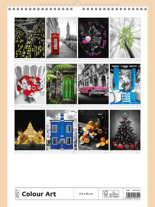 Colour Art 2027 wall calendar, back cover showing all twelve monthly photos