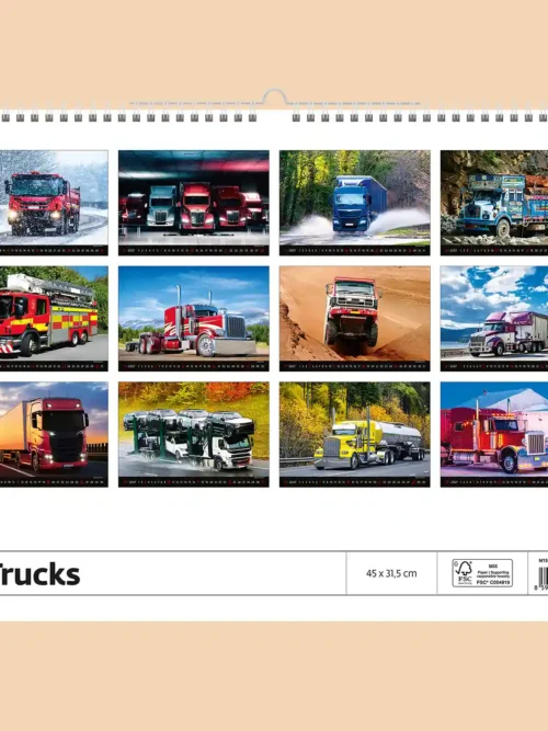Trucks 2027 wall calendar, back cover showing all twelve monthly photos