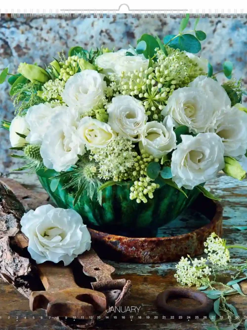 C260-27 Romantic Flower Arrangement Calendar A2 2027 + free 2026 calendar