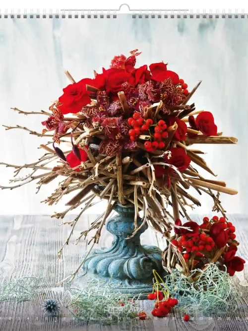 C260-27 Romantic Flower Arrangement Calendar A2 2027 + free 2026 calendar