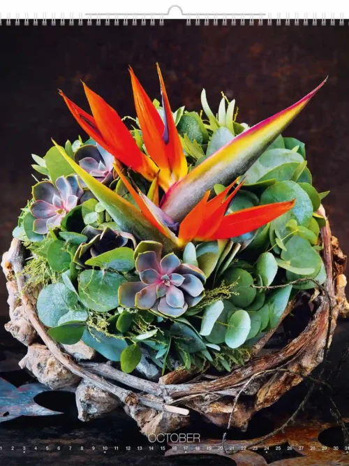 C260-27 Romantic Flower Arrangement Calendar A2 2027 + free 2026 calendar