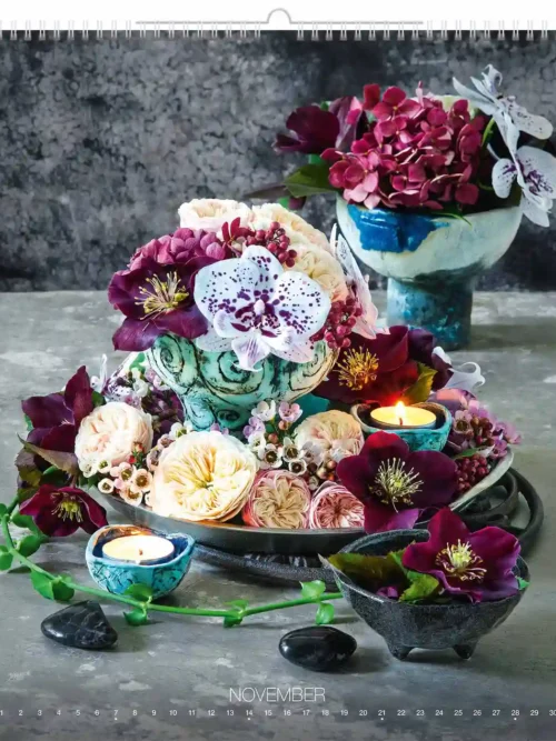 C260-27 Romantic Flower Arrangement Calendar A2 2027 + free 2026 calendar