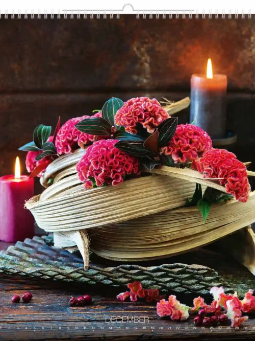 C260-27 Romantic Flower Arrangement Calendar A2 2027 + free 2026 calendar