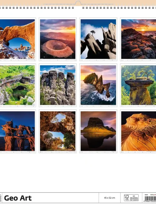 GeoArt 2027 wall calendar, back cover showing all twelve monthly photos