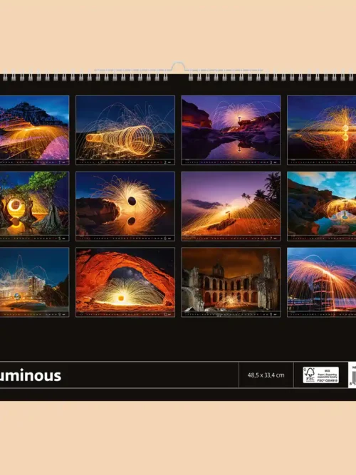 Luminous 2027 wall calendar, back cover showing all twelve monthly photos