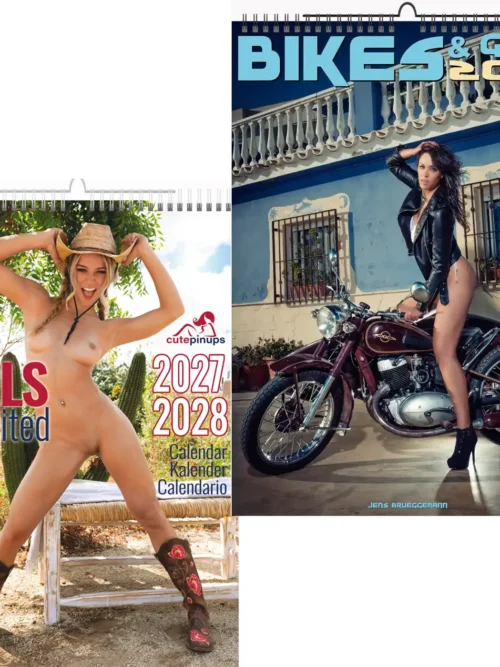 Erotic Bikes and Girls A3 Calendars 2027 + CutePinups 2027/2028 + free 2026 calendar